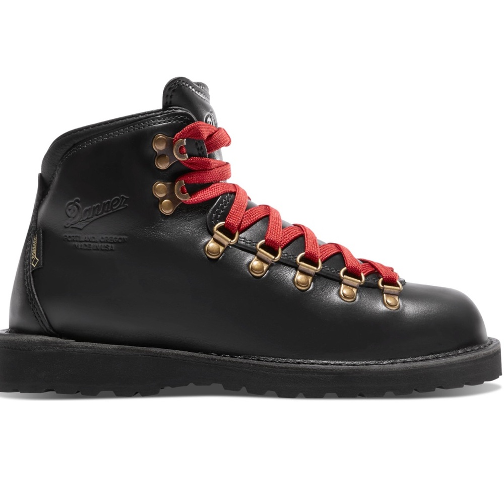Danner Mountain Pass Black Glacé hiking boots with contrast Red Laces - Picture 9 of 12